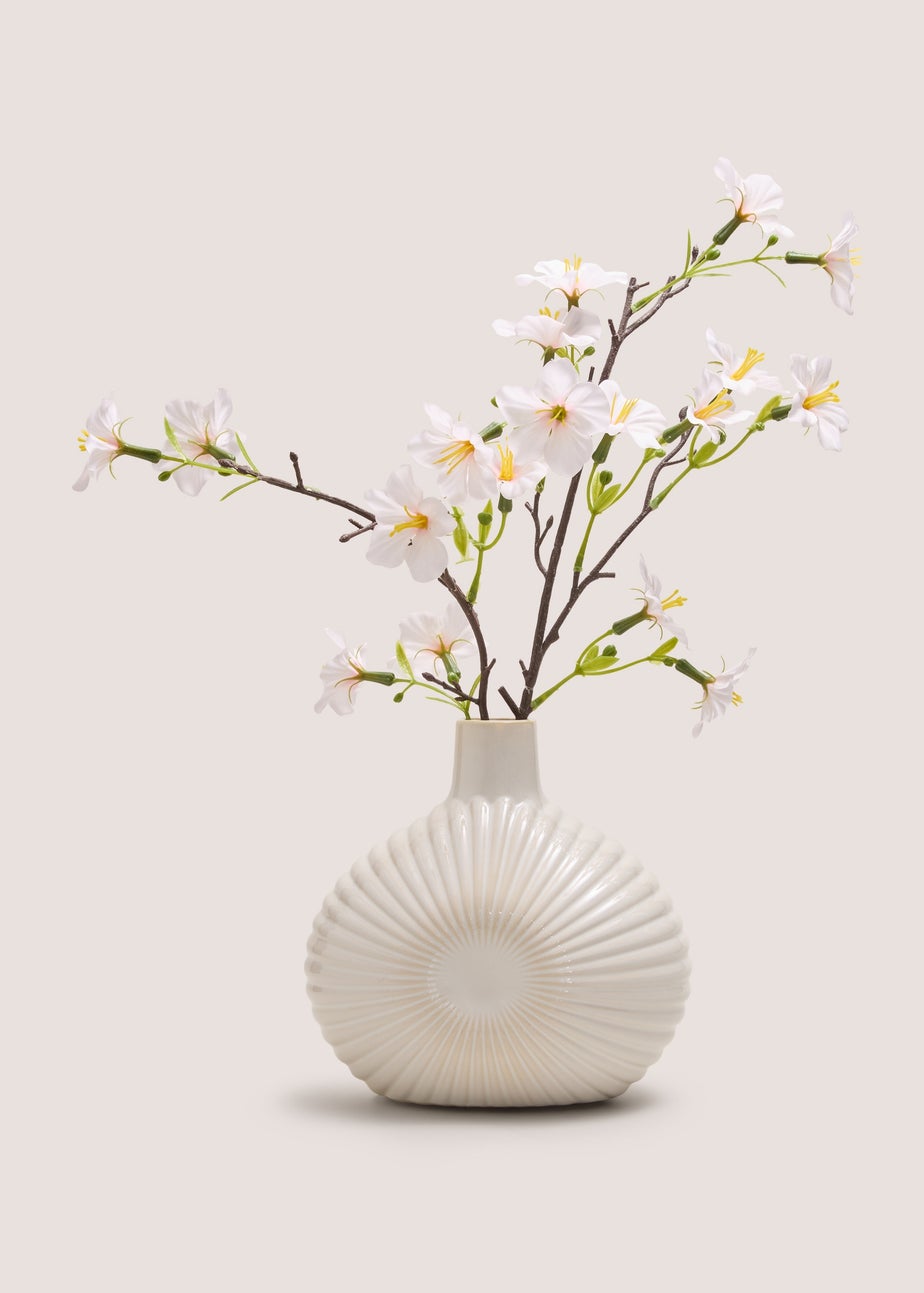 Oriental Flower In Cream Pot