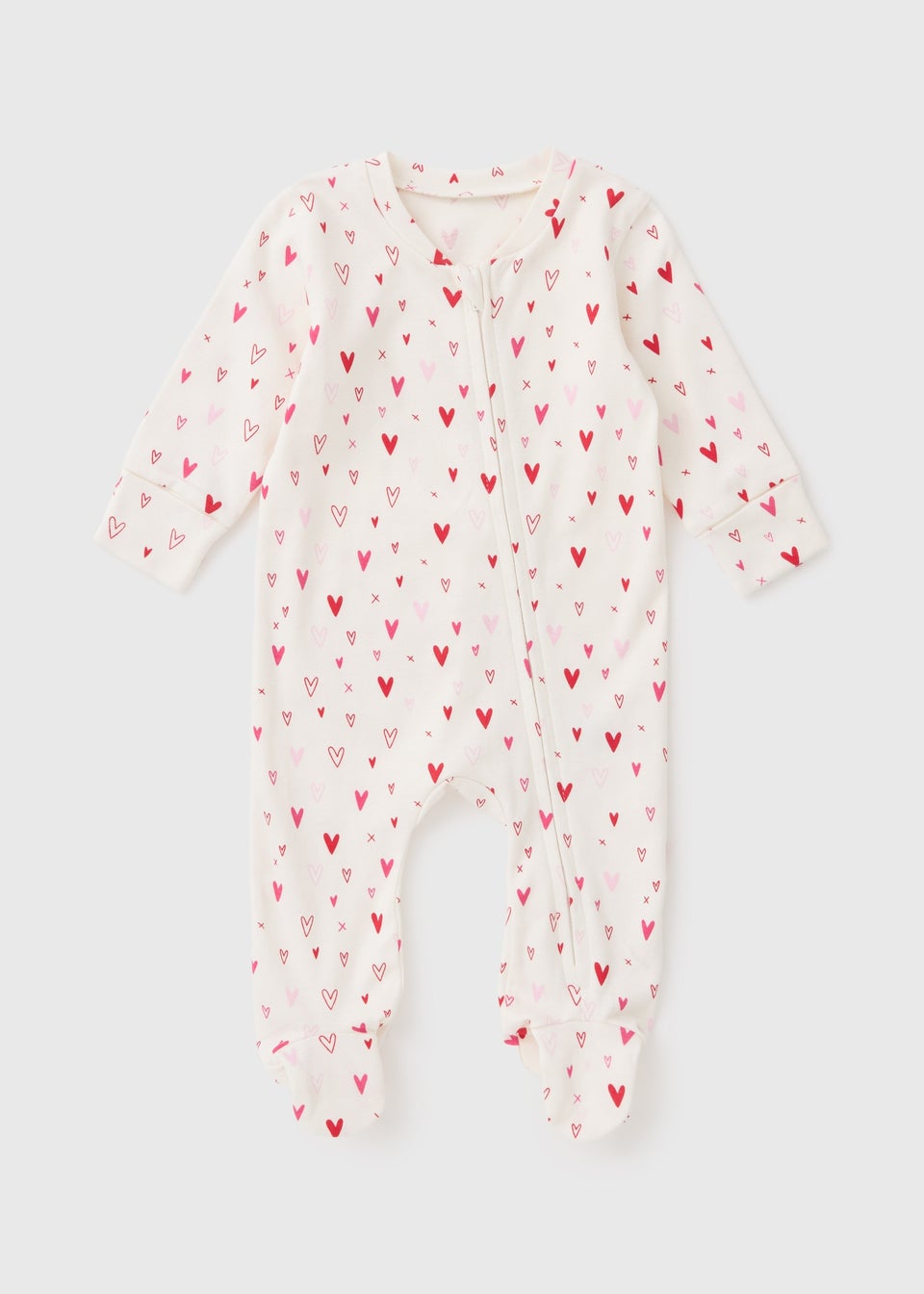 Baby Red & White Love Heart Sleepsuit (Newborn-18mths)