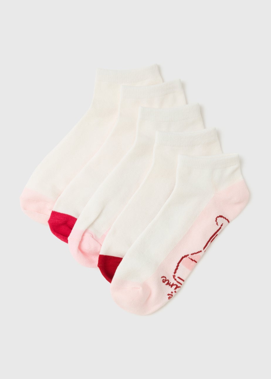 5 Pack White Valentine's Day Trainer Liner Socks