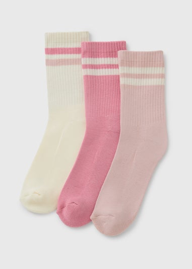 3 Pack Pink Sports Crew Socks