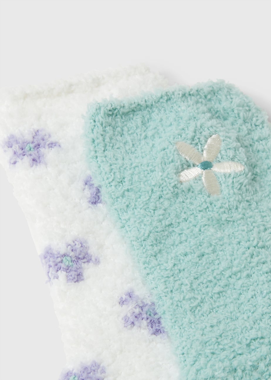 2 Pack Green Floral Cosy Socks