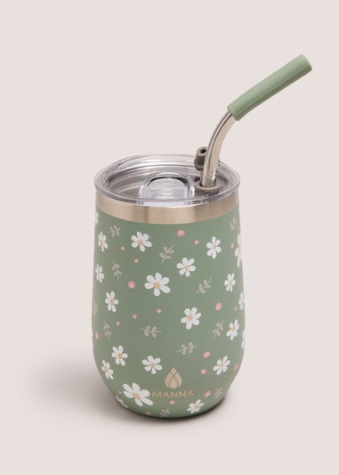 Green Flower Wine Tumbler
