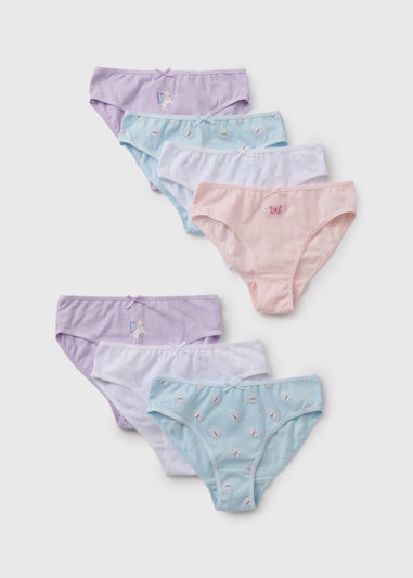 7 Pack Girls Multicolour Unicorn Butterfly Knickers (1.5-11yrs)