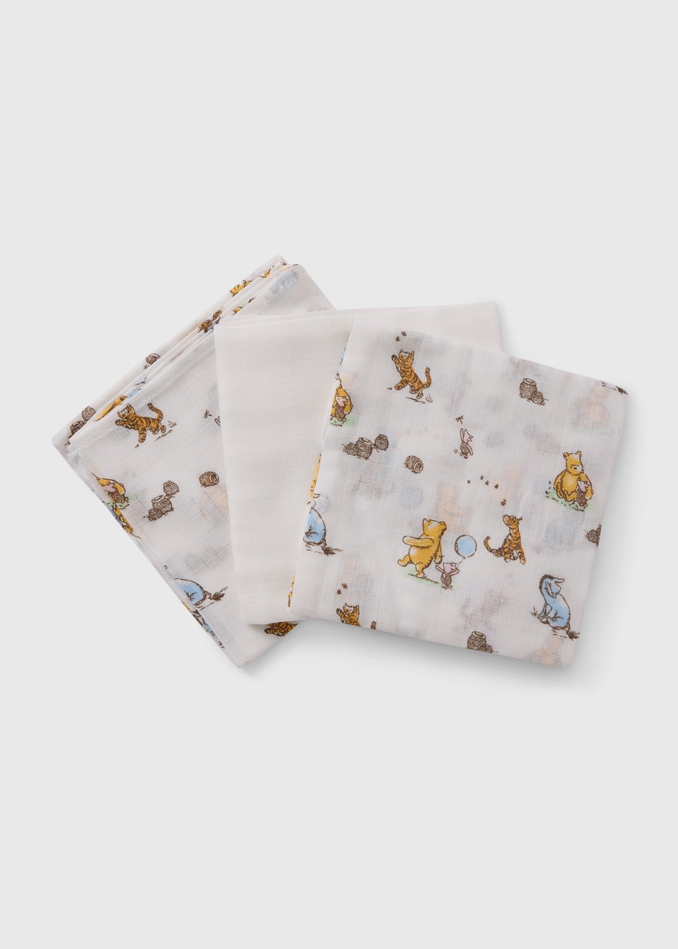Disney 3 Pack Winnie The Pooh Baby Cream Muslin Cloths