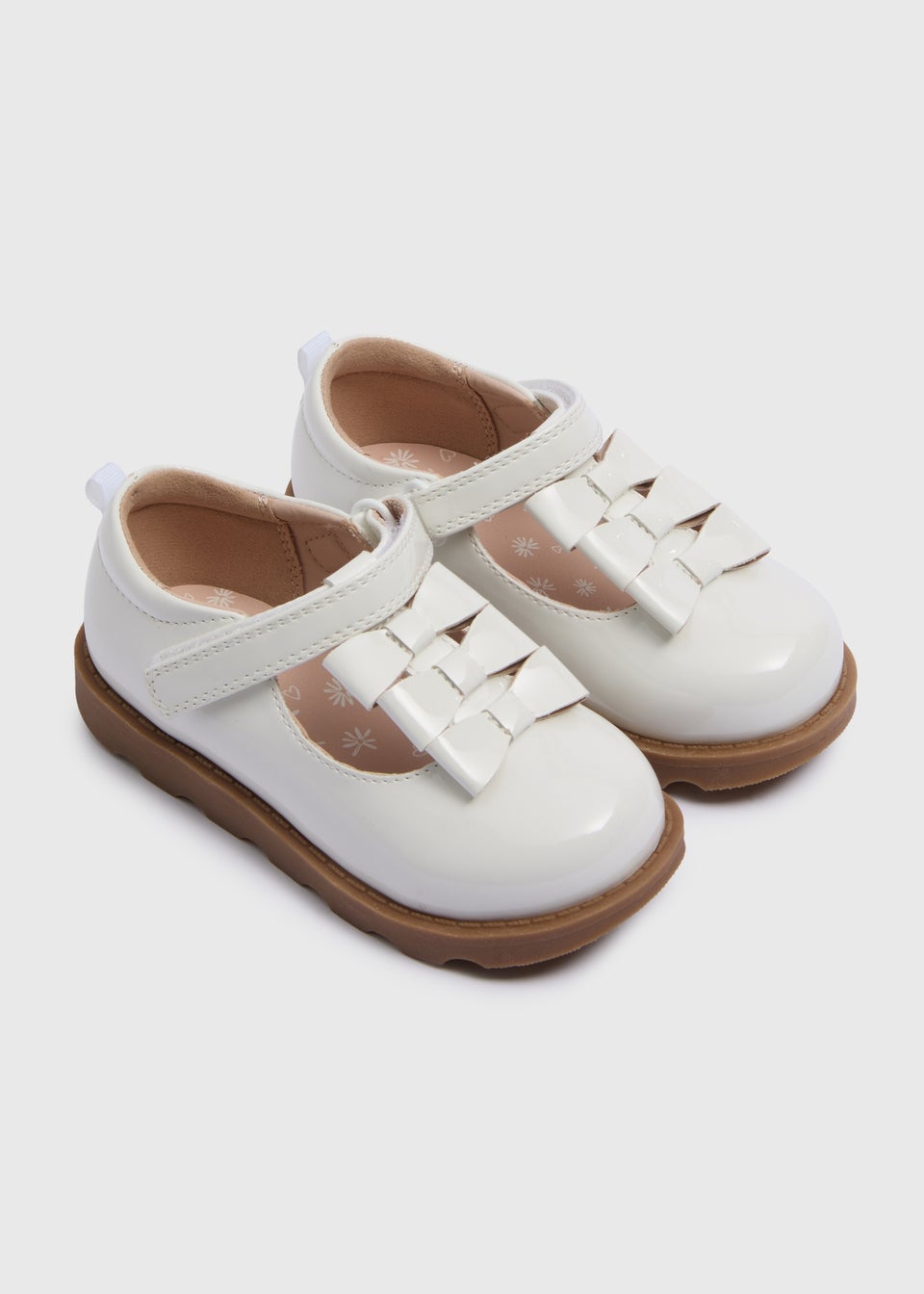 Girls White Bow T Bar Shoes (Younger 4-12)