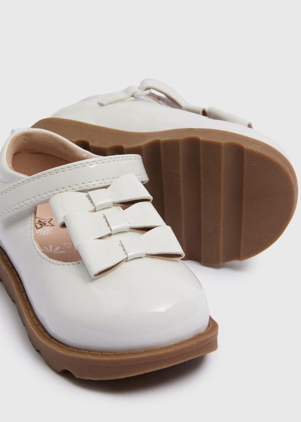 Girls White Bow T Bar Shoes (Younger 4-12)