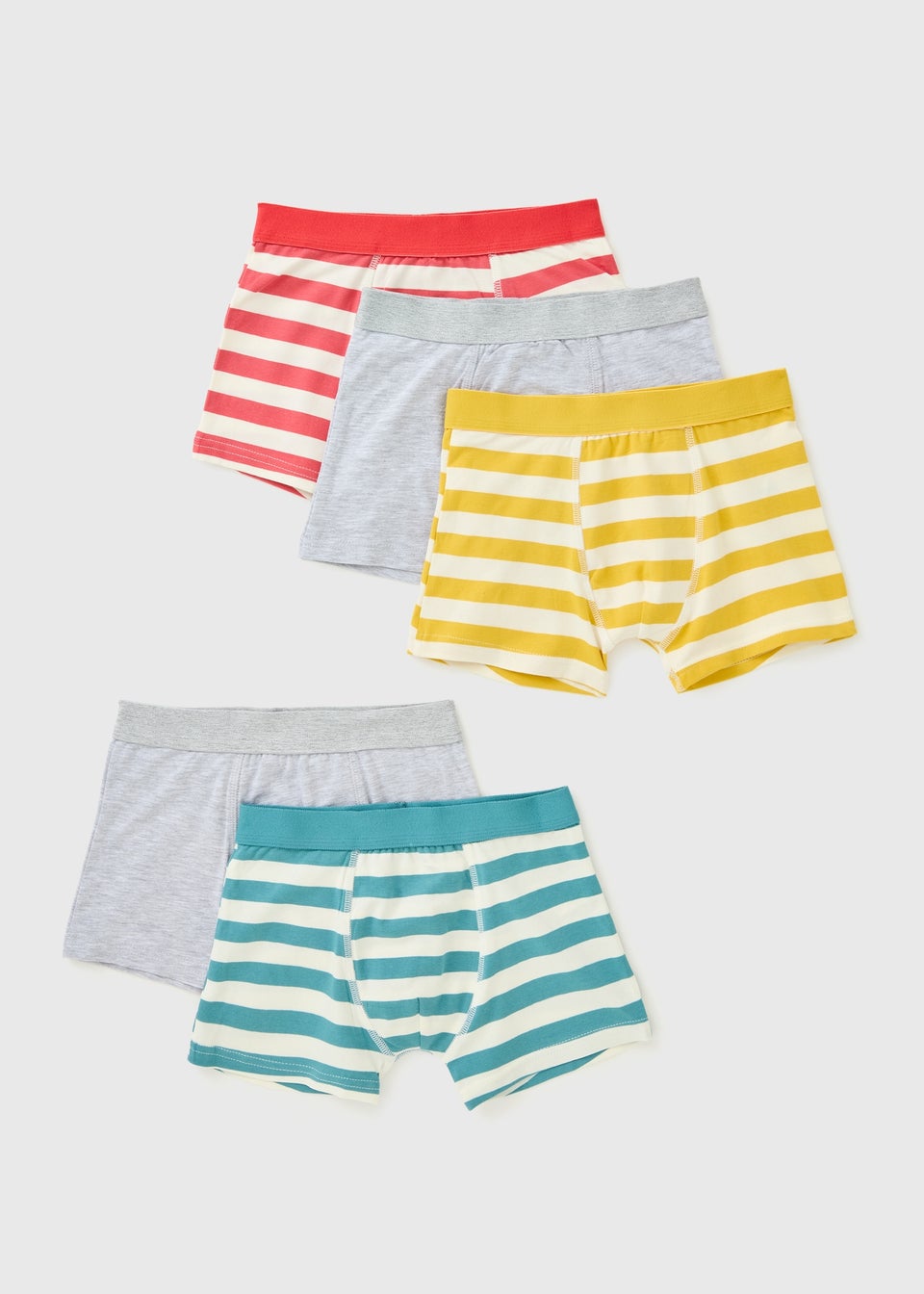 5 Pack Boys Multicolour Stripe Trunks (6-13yrs)