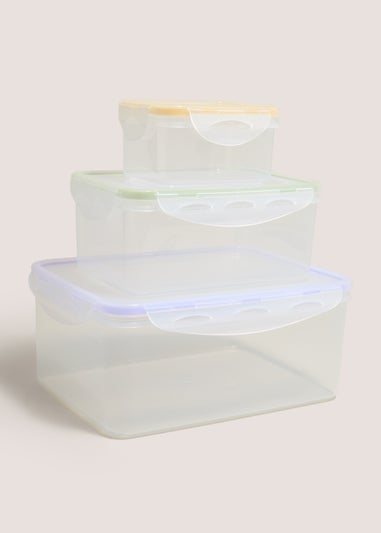 3 Piece Rectangle Clip Lock Containers