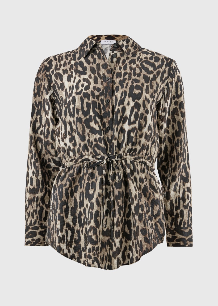 Papaya Petite Brown Leopard Print Co Ord Blouse