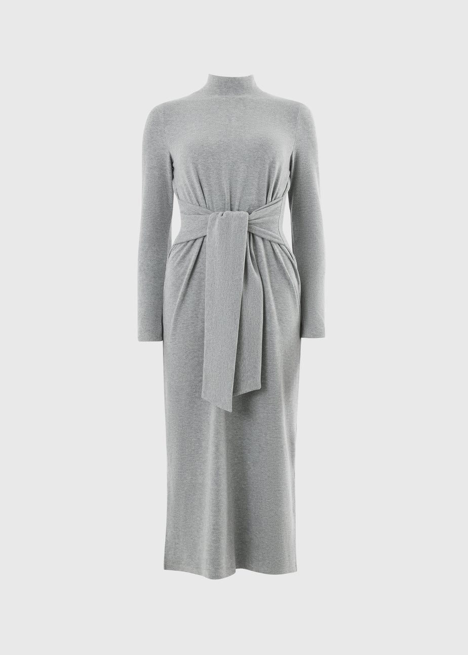 Papaya Petite Grey Tie Jersey Midi Dress