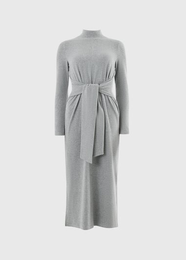 Papaya Petite Grey Tie Jersey Midi Dress