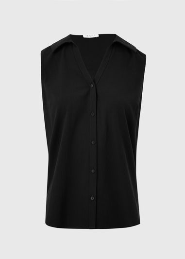 Black Sleeveless Clipper Shirt