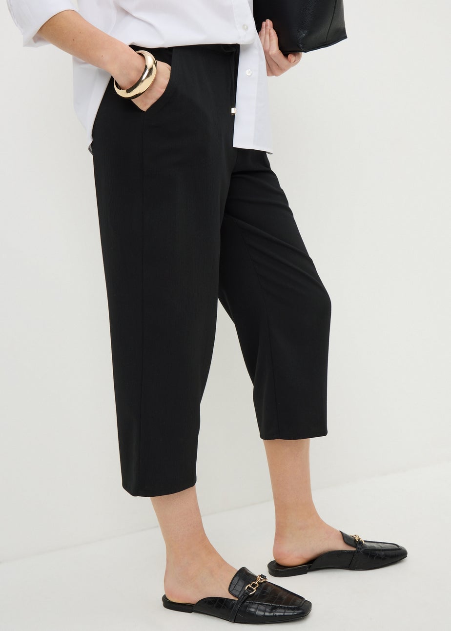 Black Cropped Clipper Trousers