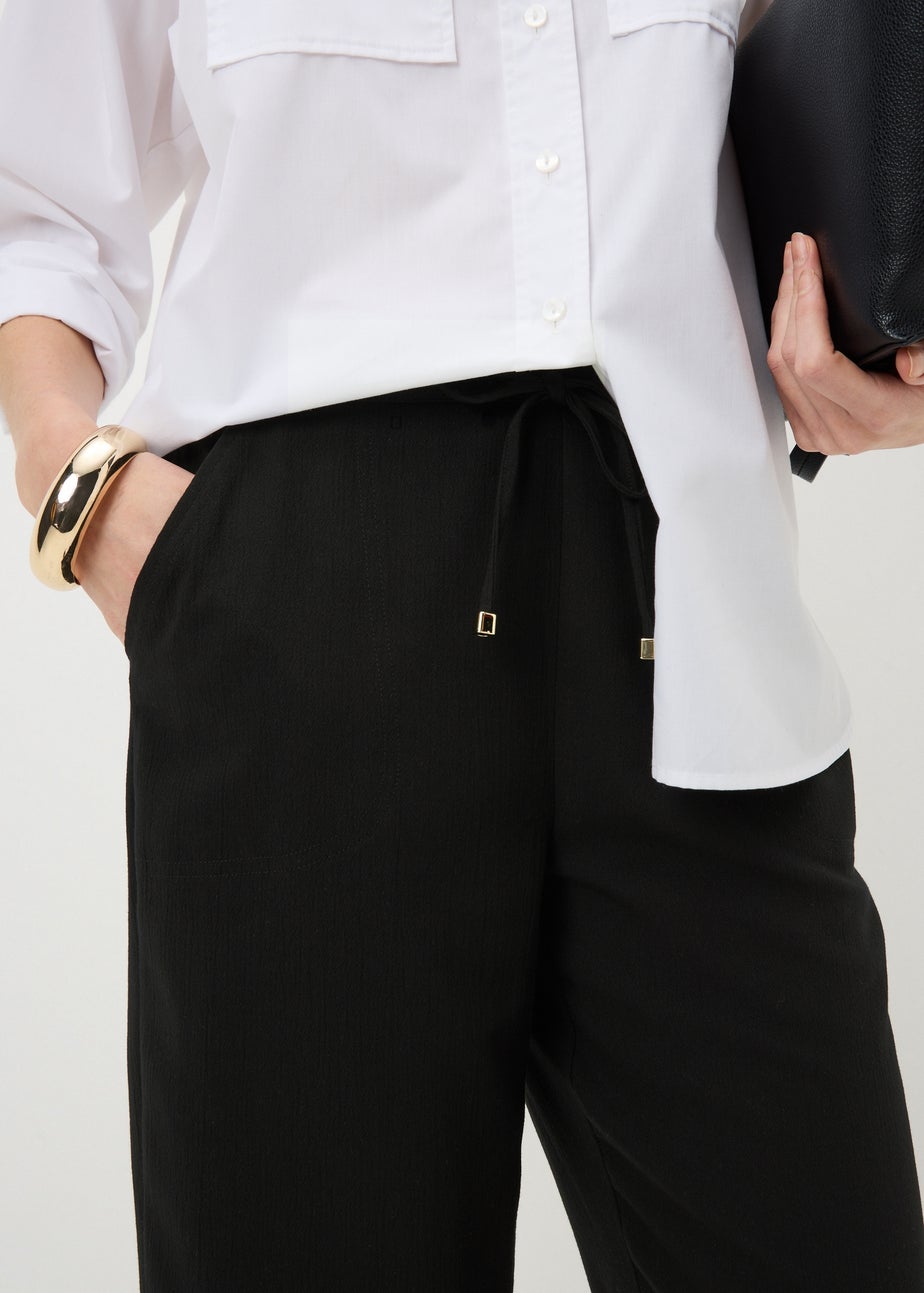 Black Cropped Clipper Trousers
