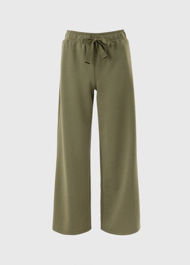 Khaki Scuba Co Ord Wide Leg Trousers
