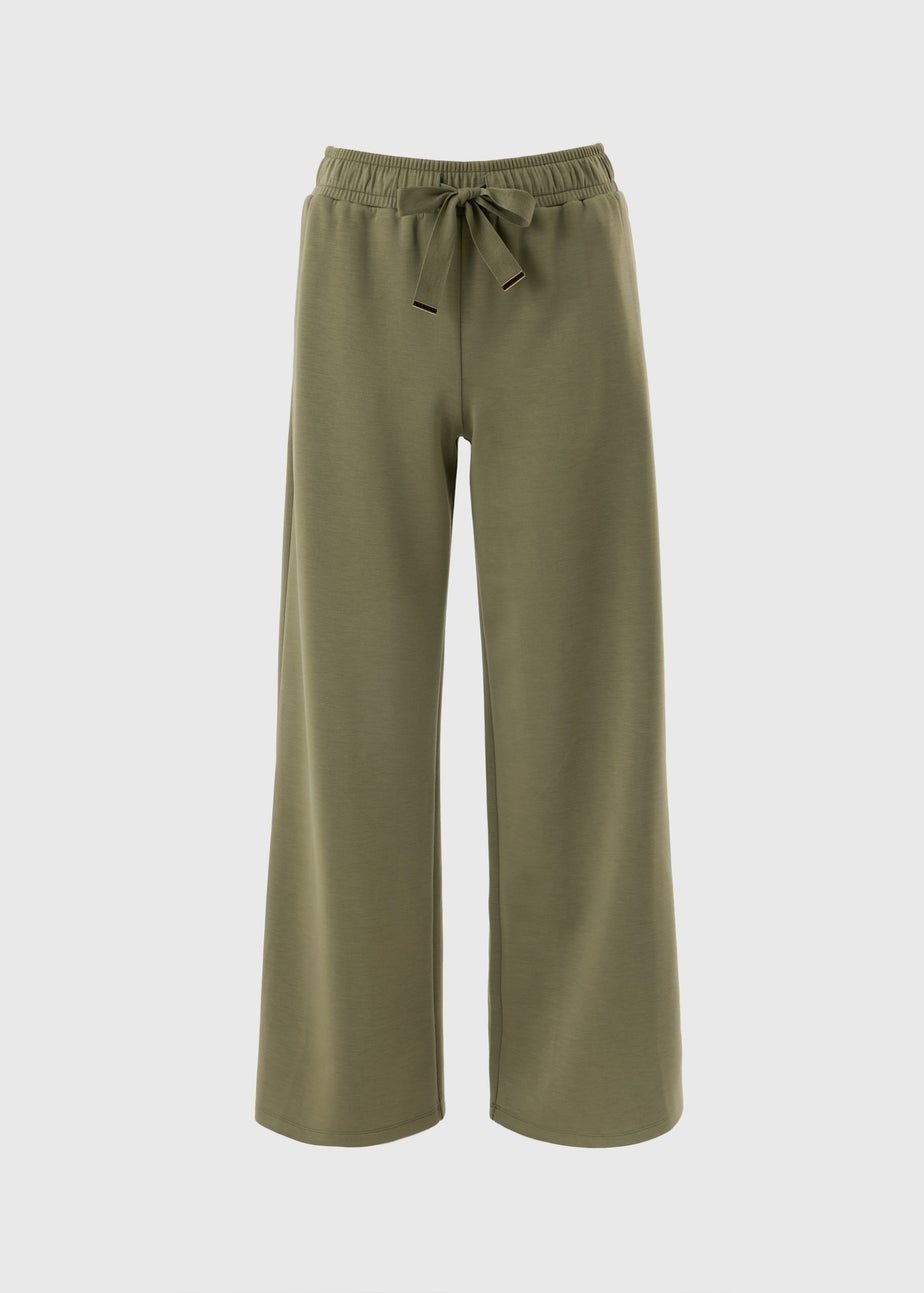 Khaki Scuba Co Ord Wide Leg Trousers