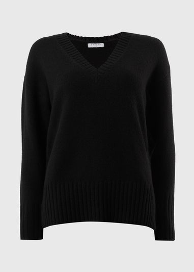 Papaya Petite Black V-Neck Jumper