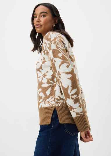 Papaya Petite Beige Floral Jacquard Jumper
