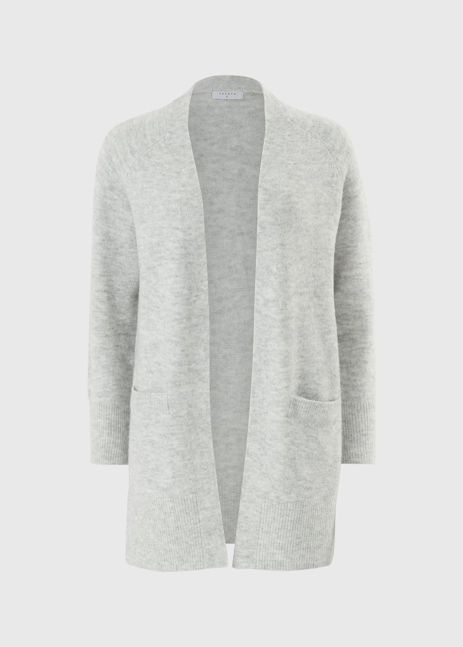 Papaya Petite Grey Marl Longline Cardigan