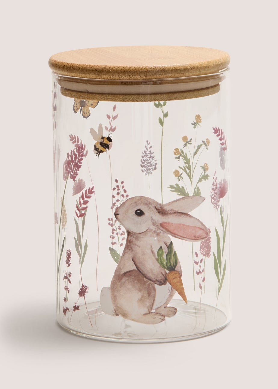 Rabbit Printed Glass Jar