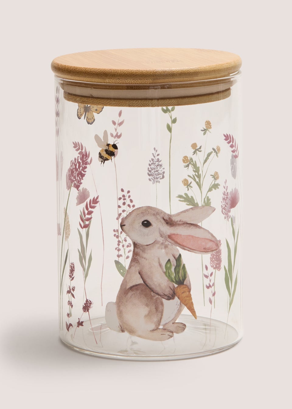 Rabbit Printed Glass Jar