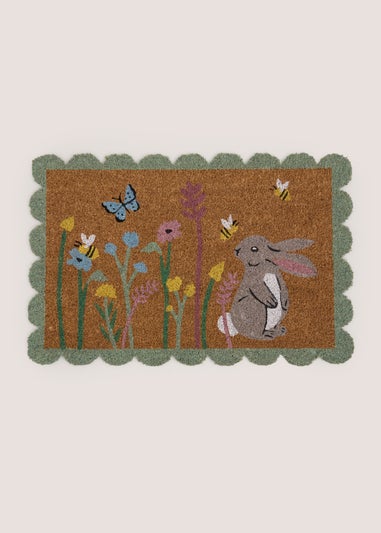 Rabbit Scalloped Edge Door Mat
