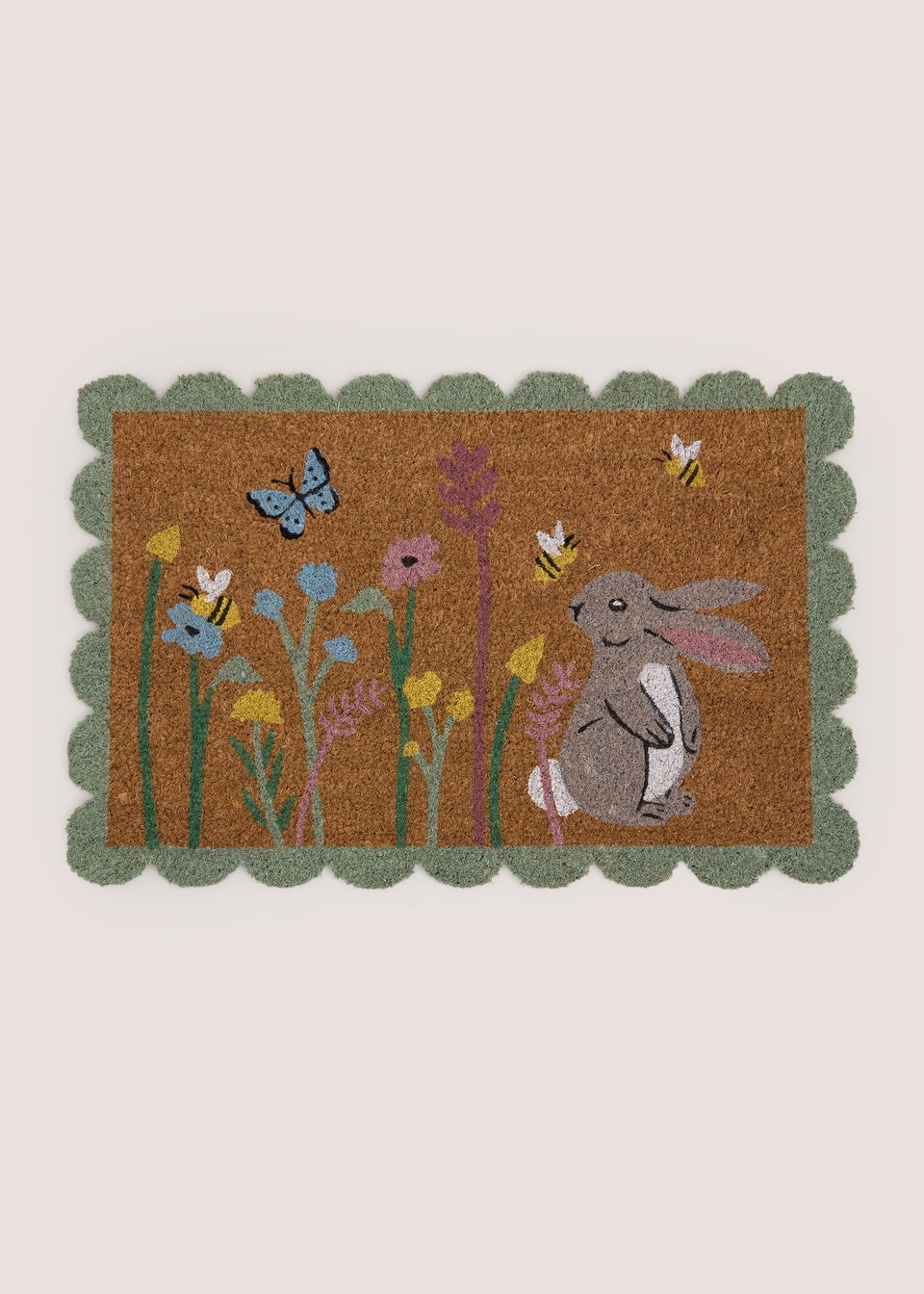 Rabbit Scalloped Edge Door Mat