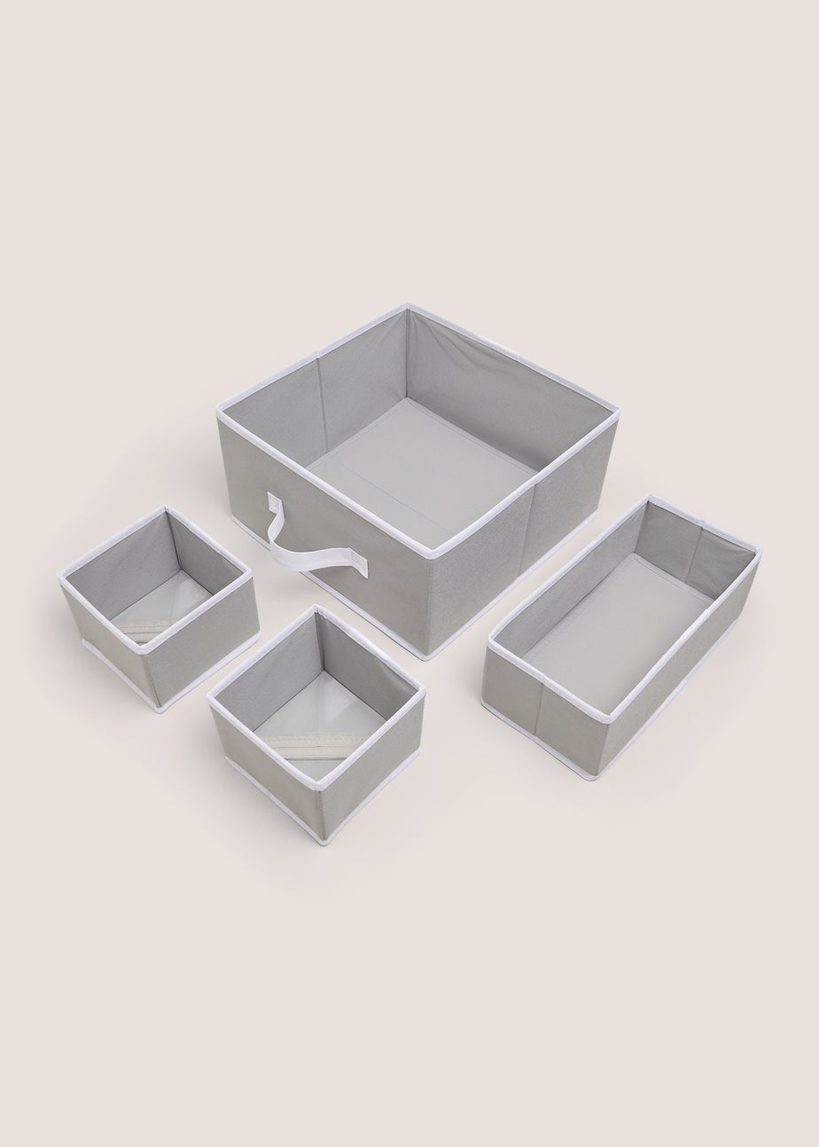 4 Pack Grey Storage Organisers