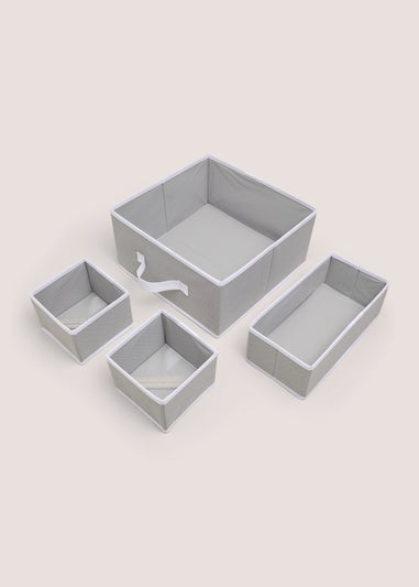 4 Pack Grey Storage Organisers