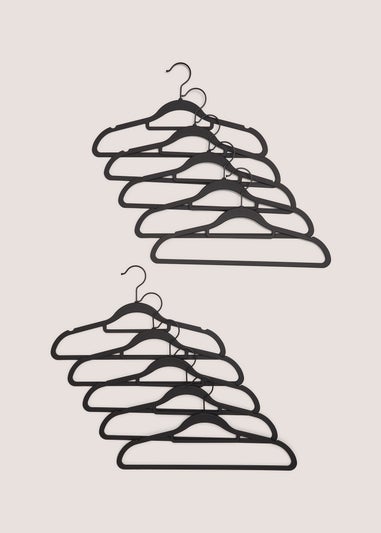 10 Pack Black Rubber Clothes Hangers