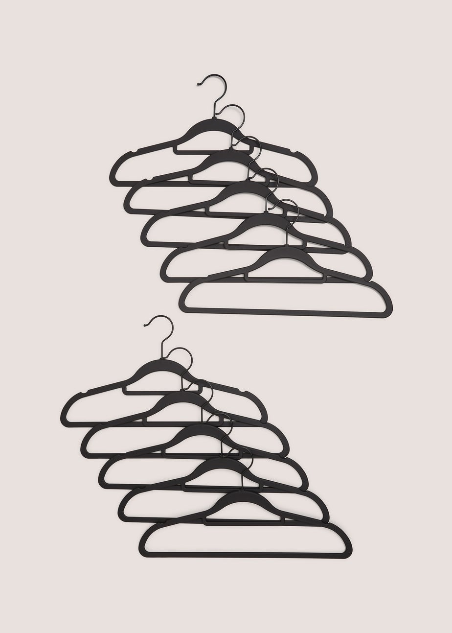 10 Pack Black Rubber Clothes Hangers
