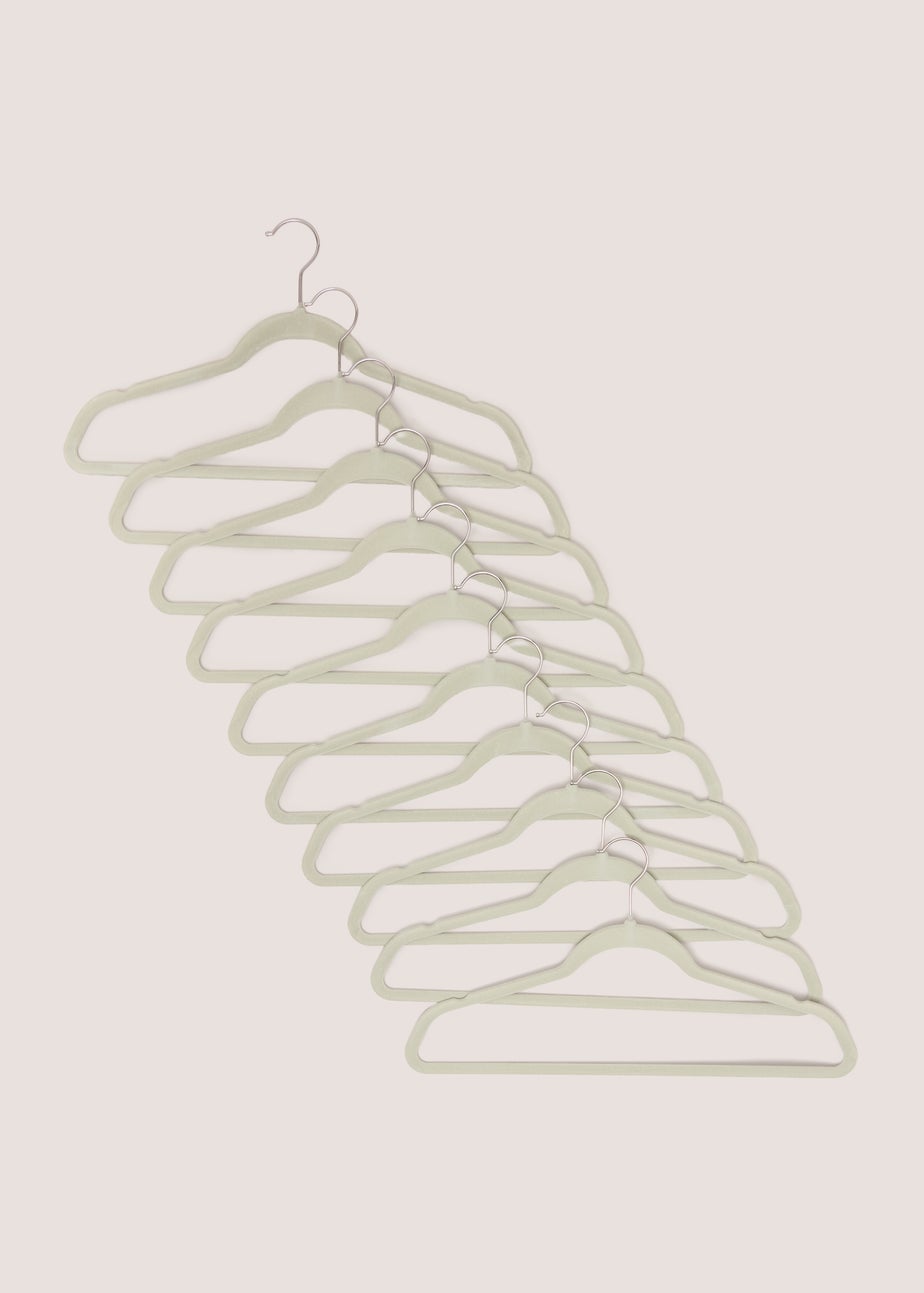 30 Pack Green Flocked Clothes Hangers