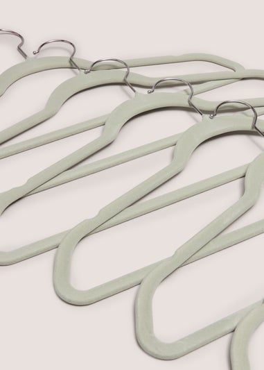 30 Pack Green Flocked Clothes Hangers