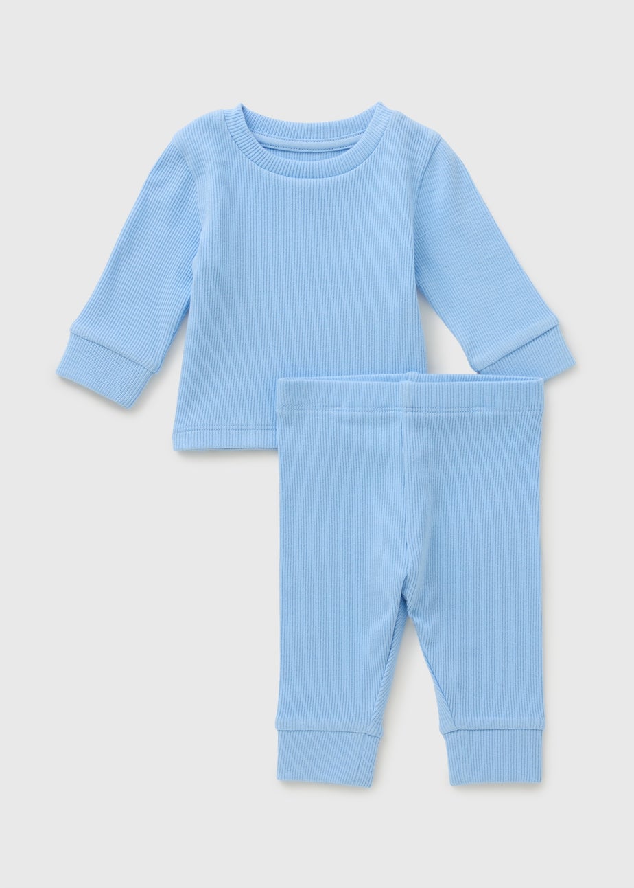 Baby Blue Ribbed Top & Legging Set (Newborn-23mths)