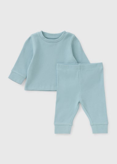 Baby Sage Ribbed Top & Legging Set (Newborn-23mths)