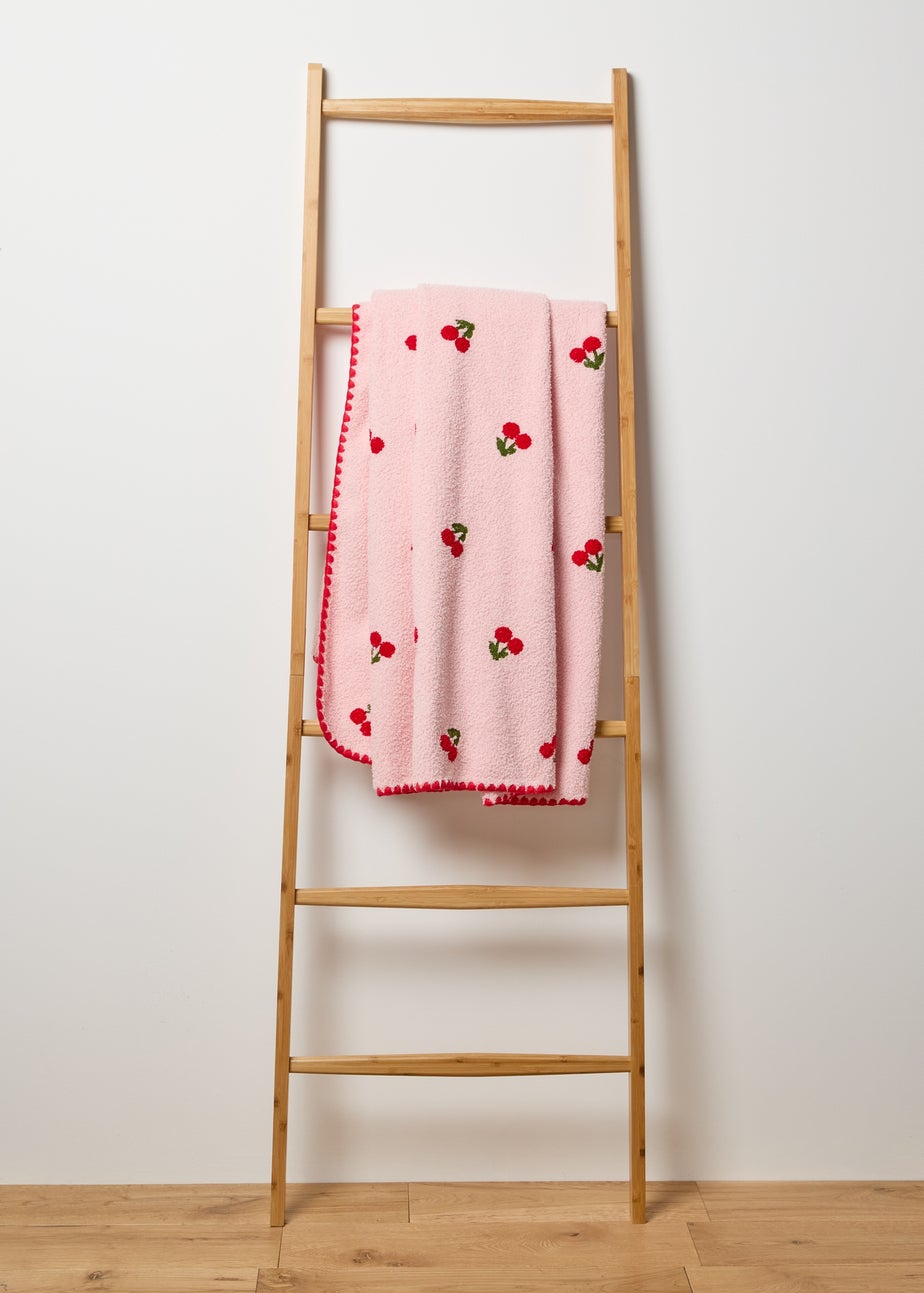 Pink Cherry Embroidered Throw