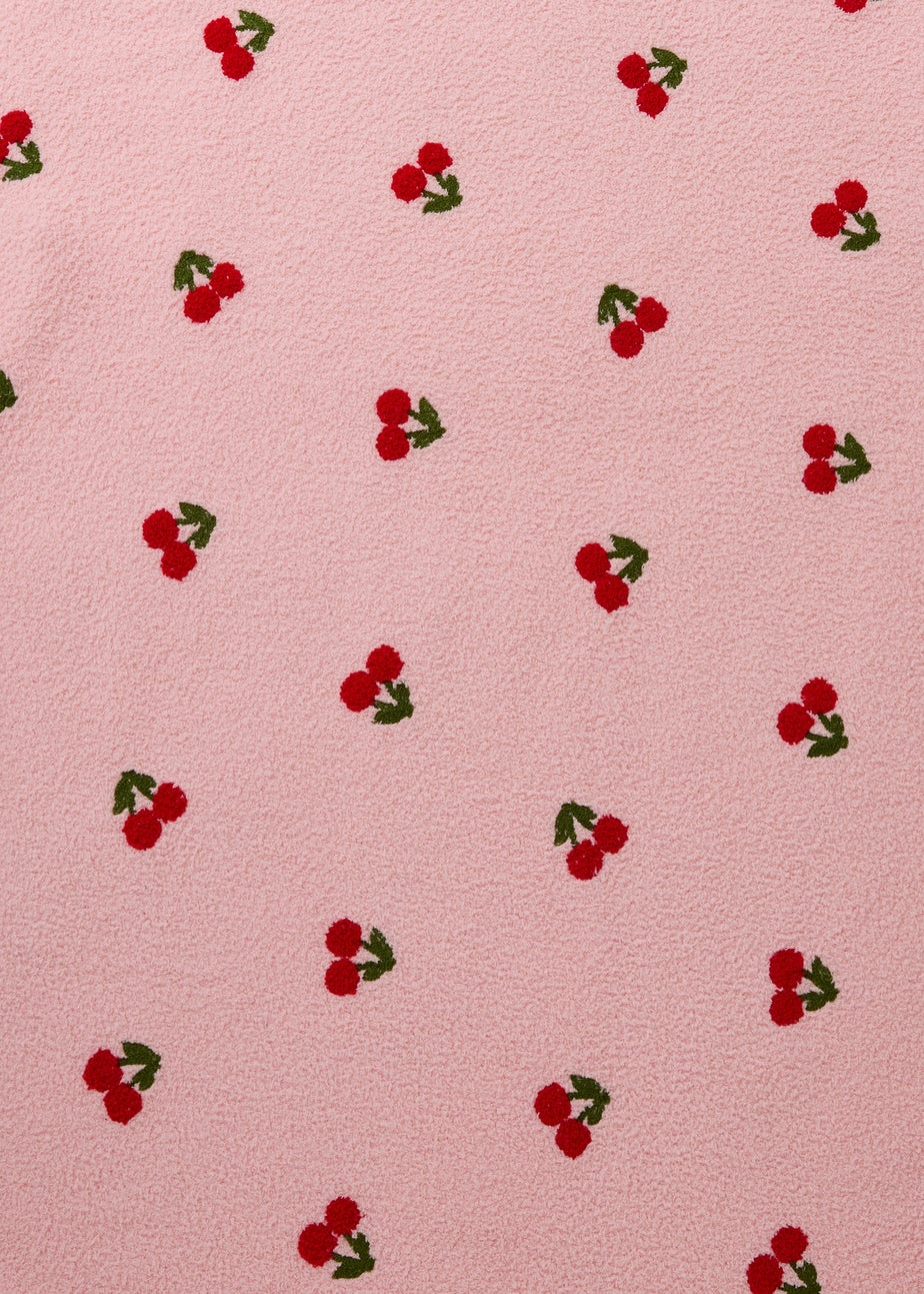 Pink Cherry Embroidered Throw