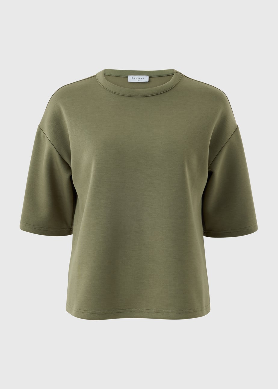 Khaki Scuba Boxy T-Shirt Co Ord