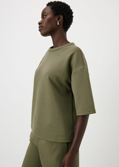 Khaki Scuba Boxy T-Shirt Co Ord