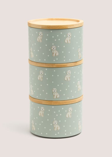 Green Cockapoo Stackable Canisters
