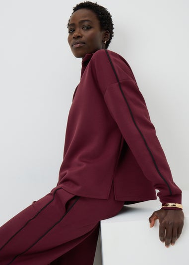 Burgundy Scuba Co Ord Polo Top