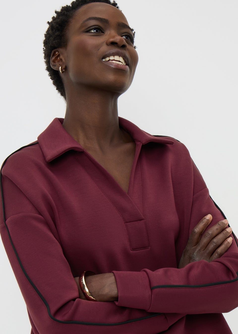 Burgundy Scuba Co Ord Polo Top