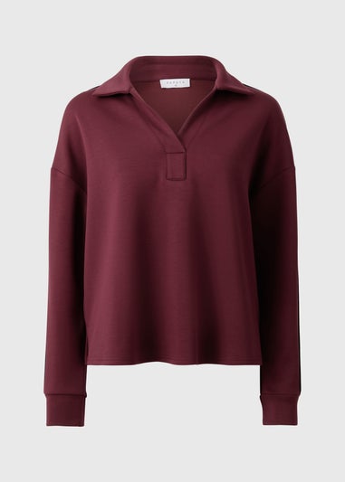 Burgundy Scuba Co Ord Polo Top
