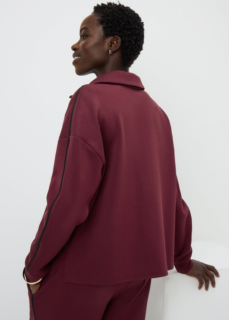 Burgundy Scuba Co Ord Polo Top