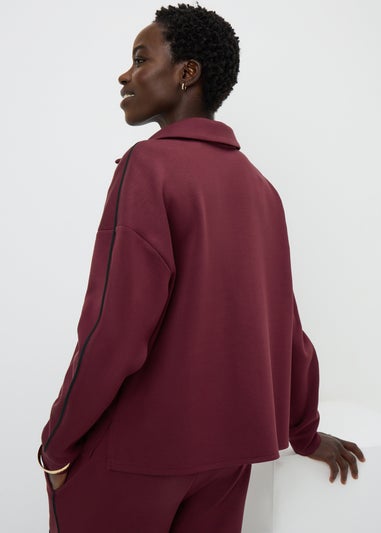 Burgundy Scuba Co Ord Polo Top