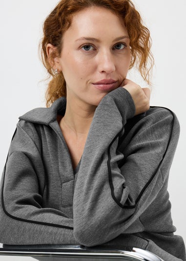 Charcoal Scuba Collared Top