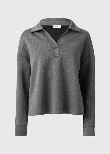 Charcoal Scuba Collared Top