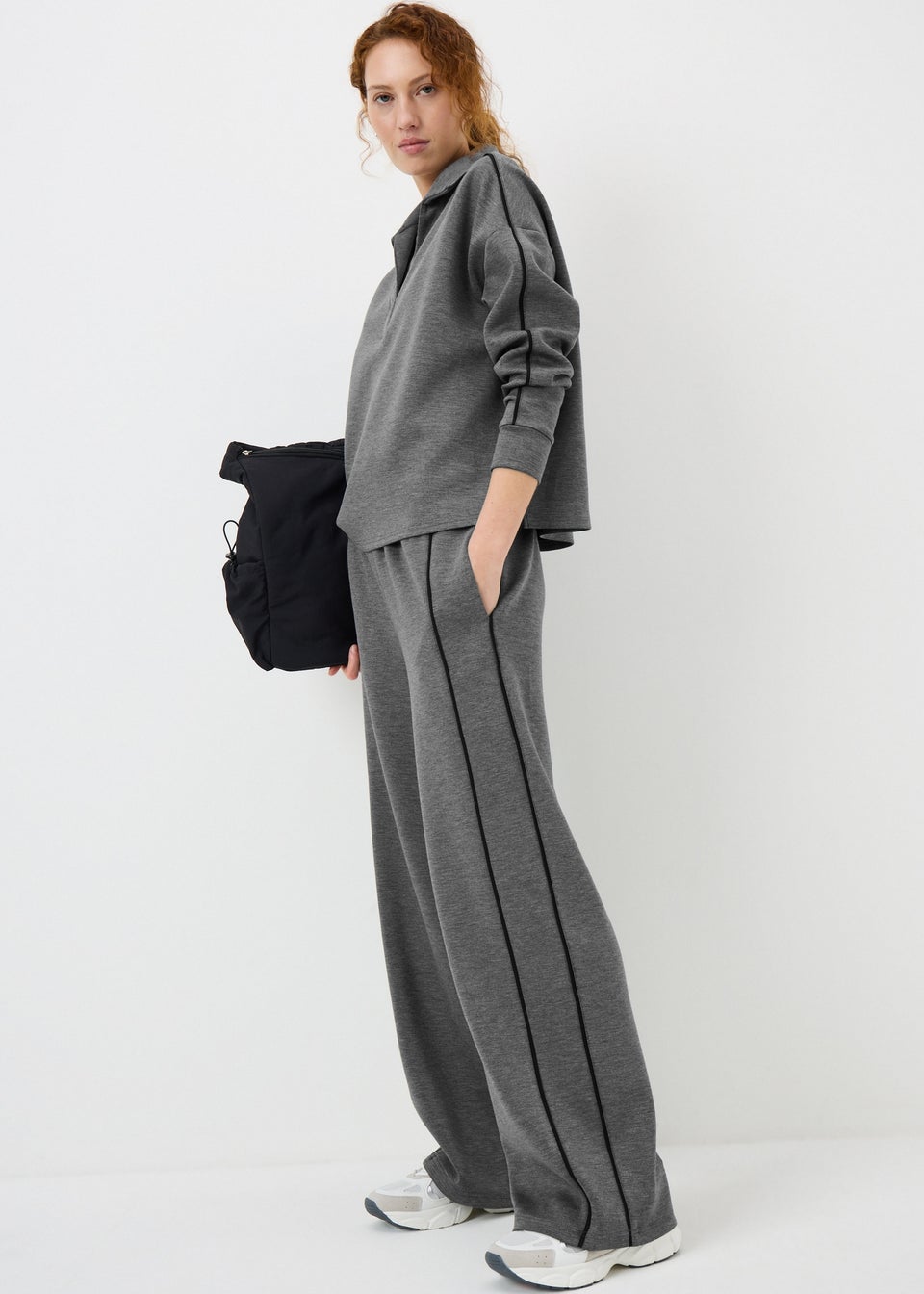 Charcoal Scuba Collared Top