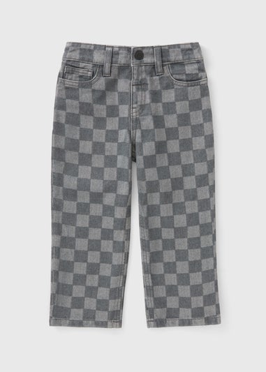 Boys Grey Checkerboard Jeans (1-7yrs)