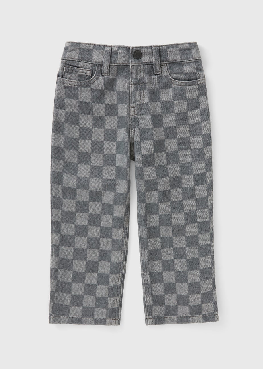 Boys Grey Checkerboard Jeans (1-7yrs)
